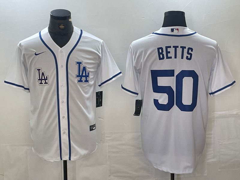 Men Los Angeles Dodgers 50 Betts White Second generation joint name Nike 2024 MLB Jersey style 2